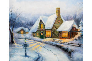 Thumb thomas kinkade kartina maslom kopiya pejzazh zima olde porterfield gift shoppe tk151203
